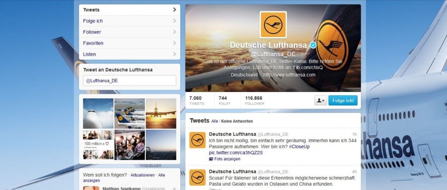 Der Lufthansa-Twitter-Account