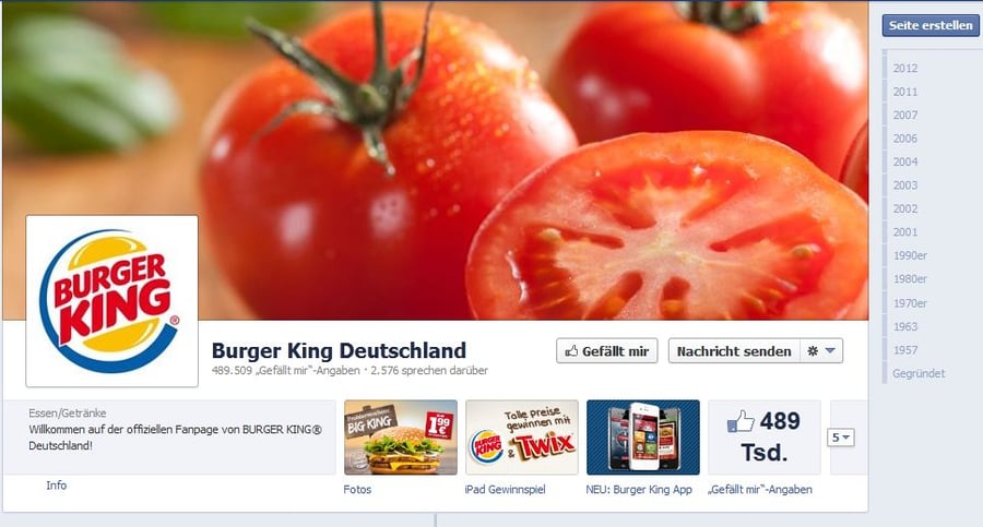 Burger King Deutschland auf Facebook