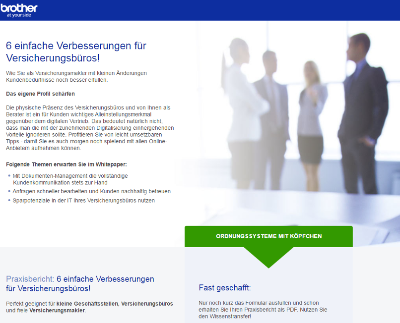 Conversion-Rate-Optimierung für Landing Pages, Best Practice: Brother 