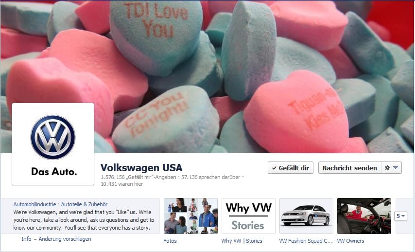 Die VW-USA-Seite auf Facebook