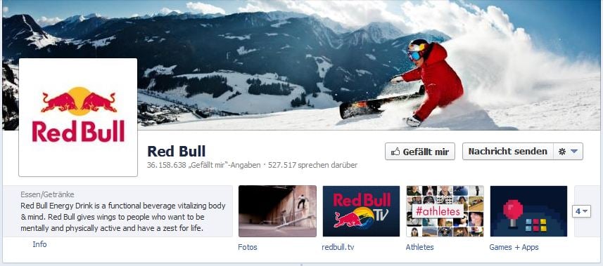 Die Red Bull Seite auf Facebook